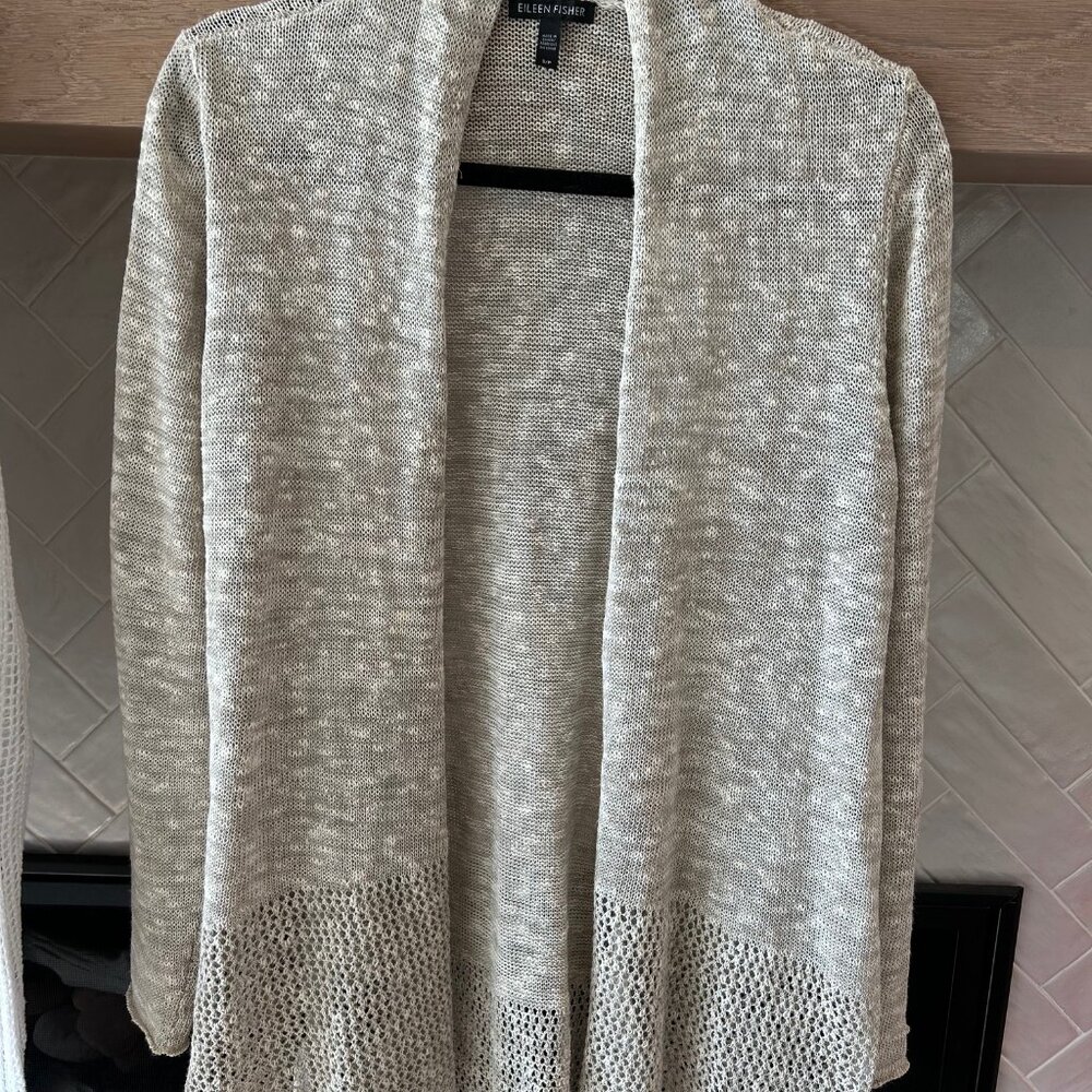 Eileen Fisher Organic Linen Cardigan S Small